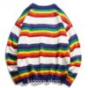 Retro Rainbow Knitted Striped Sweater 2