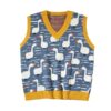 Cartoon Duck Embroidery Knitted Vest Sweater 1