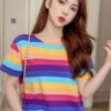 Rainbow Striped Cute T Shirt 5