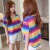 Rainbow Striped Cute T Shirt 7