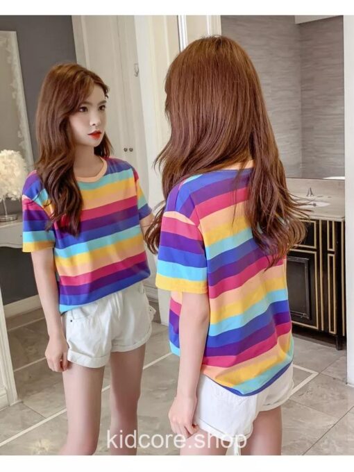 Rainbow Striped Cute T Shirt 3