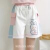 Bunny Colorful Embroidery High Waist Cute Short