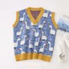 Cartoon Duck Embroidery Knitted Vest Sweater