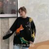Cartoon Fox Monkey Embroidery Knitted Sweater
