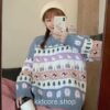 Cute Cartoon Cow Duck Embroidery Knitted Sweater