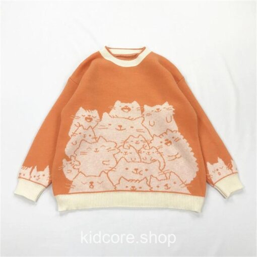 Cute Cats Embroidery Sweater