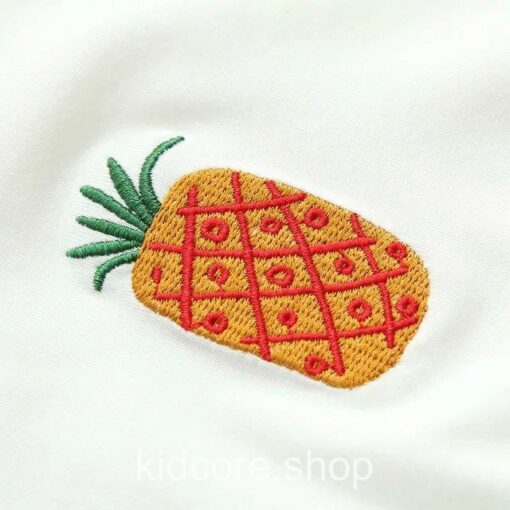 Kawaii Patchwork Pineapple Embroidery T-shirt