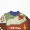 Kidcore Embroidery Japan Funny Knitted Sweater
