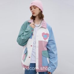 Kidcore Streetwear Patchwork Heart Jacket
