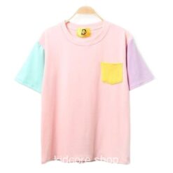 Kidcore Ulzzang Candy Color Pocket T-Shirt