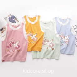 Playing Harajuku Cat Embroidery Knitted Vest