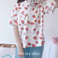 Strawberry Pattern Kidcore Shirt