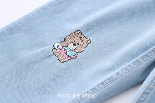 Summer Cartoon Bears Embroidery Jean