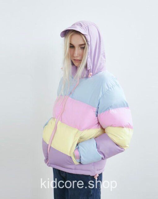 Kidcore Makaron Rainbow Color Thicken Warm Winter Jacket 7