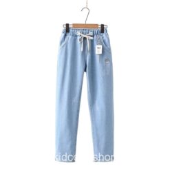Aesthetic Washed Casual Cartoon Embroidery Pocket Straight Jean