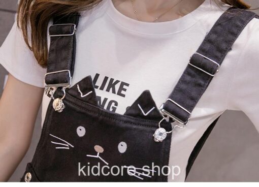 Cartoon Cute Cat Embroidery Suspender Dress 11