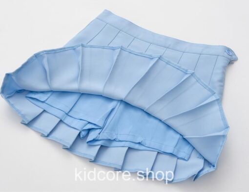 Kidcore High Waisted Solid Pleated Mini Skirt 18