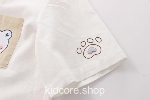 Kidcore Colorful Harajuku Bear Print Summer Pocket Shirt 13