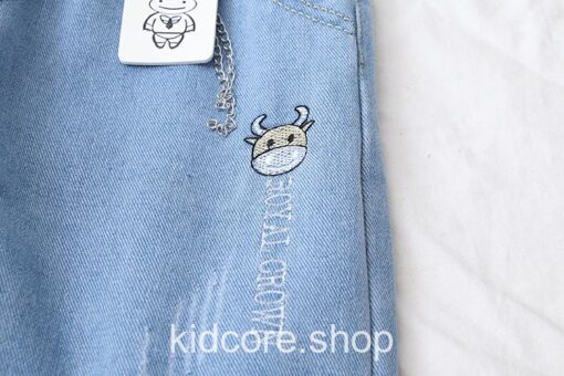 Aesthetic Washed Casual Cartoon Embroidery Pocket Straight Jean 10