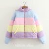 Kidcore Makaron Rainbow Color Thicken Warm Winter Jacket 11