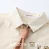 Cartoon Bear Embroidery Casual Blouse Shirt With Tie 9