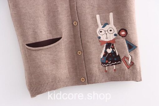 Rabbit Embroidery Kawaii Hooded Sleeveless Sweater 18