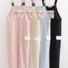 Aesthetic Sweet Casual Strawberry Pocket Solid Teen Pink Jumpsuit [Many Colors] 10