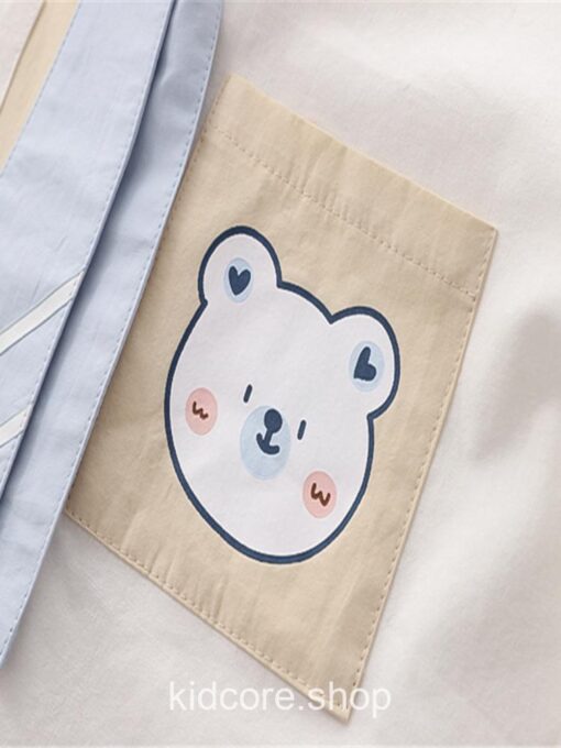 Kidcore Colorful Harajuku Bear Print Summer Pocket Shirt 5