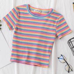 Basic Rainbow Striped T-Shirt (Many Colors) 1