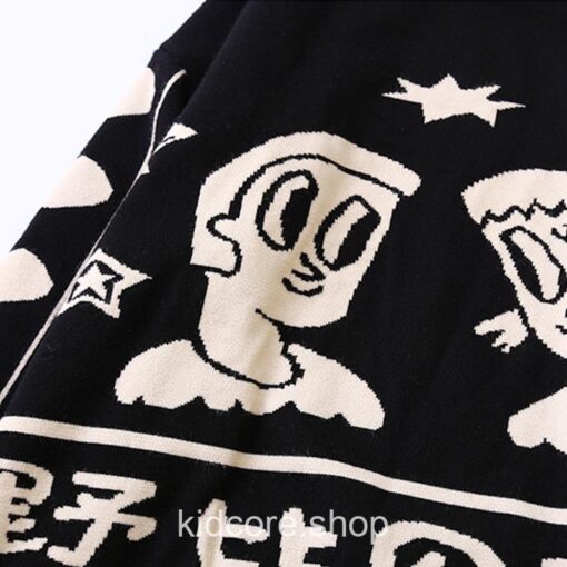Preppy Cartoon Weird Embroidery Knitted Sweater 5