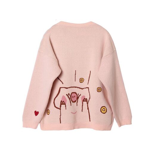 Aesthetic Kidcore Cartoon Flying Pig Embroidery Knitted Sweater 4