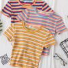 Basic Rainbow Striped T-Shirt (Many Colors) 5