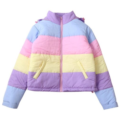 Kidcore Makaron Rainbow Color Thicken Warm Winter Jacket 10