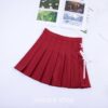 Lace Up High Waisted Solid Pleated Mini Skirt 4