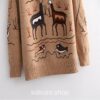 Harajuku Cartoon Animal Embroidery Vintage O Neck Sweater 4