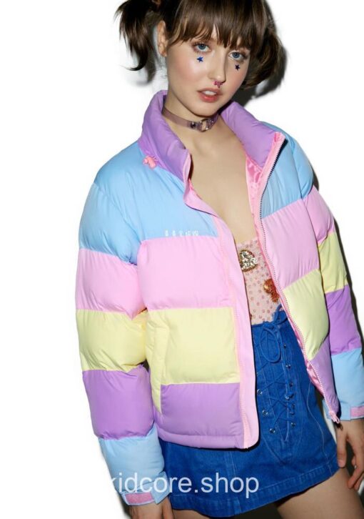 Kidcore Makaron Rainbow Color Thicken Warm Winter Jacket 5