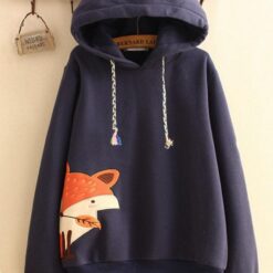 Kawaii Autumn Cute Fox Embroidered Hoodie 2