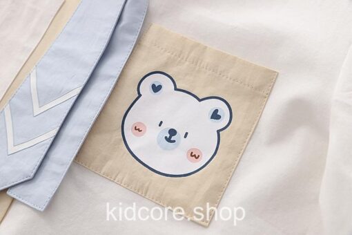 Kidcore Colorful Harajuku Bear Print Summer Pocket Shirt 11