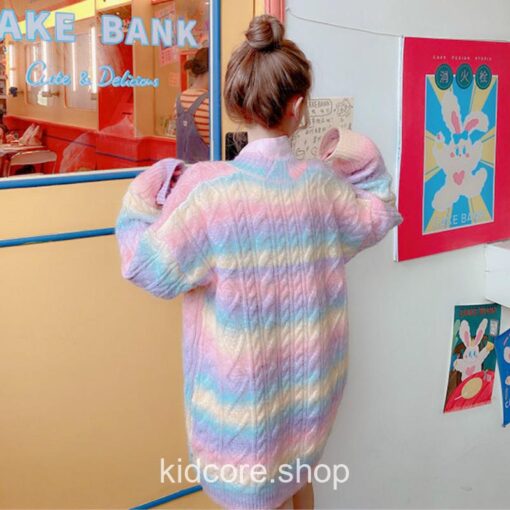 Aesthetic Fairy Rainbow Knitted Sweater Cardigan 8