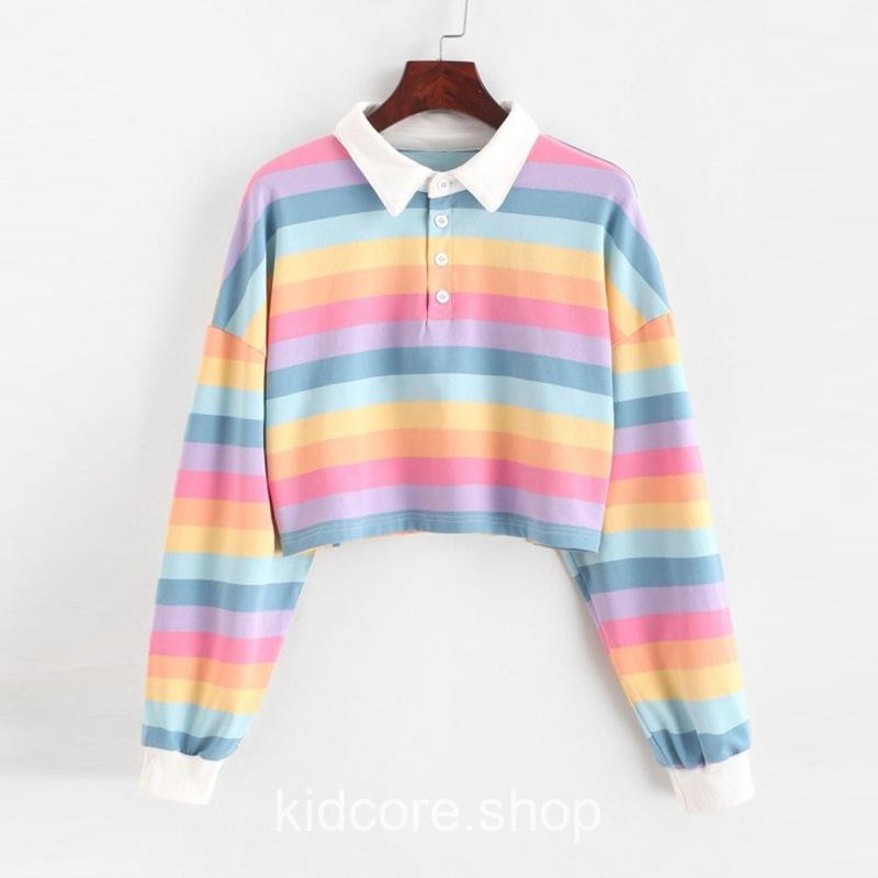 Kidcore Aesthetic Long Sleeve Rainbow Sweatshirt