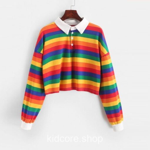 Kidcore Aesthetic Long Sleeve Rainbow Sweatshirt 4