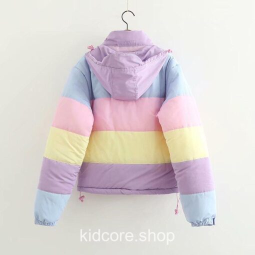 Kidcore Makaron Rainbow Color Thicken Warm Winter Jacket 12