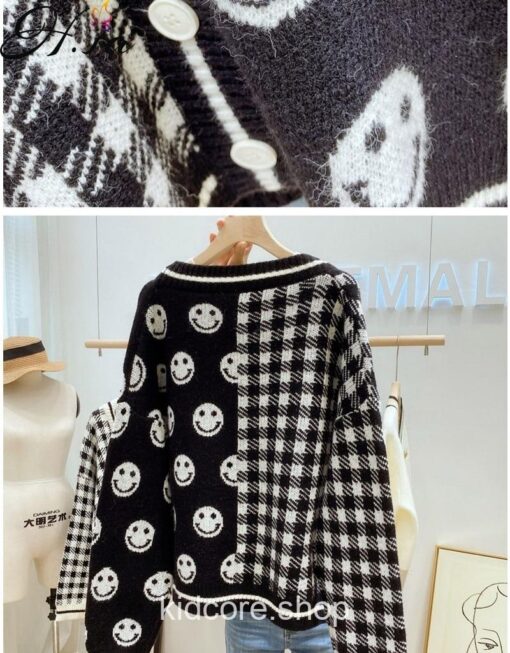Kidcore Knitting Coat Loose Korean Style Cardigan Sweater 5