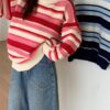 Retro Casual Stripe Knitted Kidcore Sweater 3
