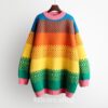 Kidcore Coloful Striped Knitwear Warm Rainbow Sweater 1