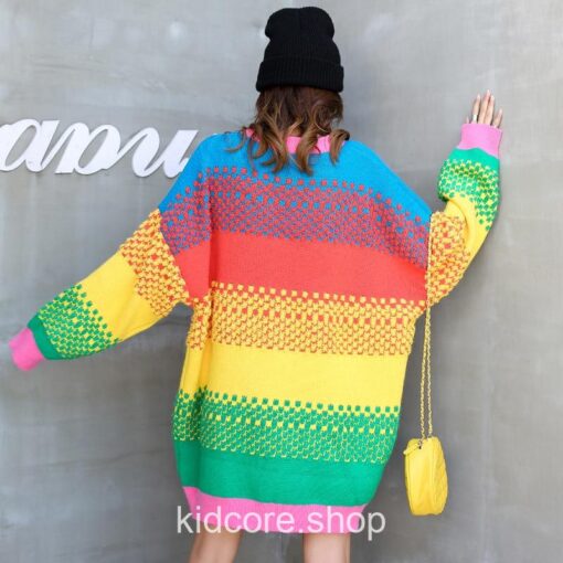 Kidcore Coloful Striped Knitwear Warm Rainbow Sweater 10
