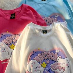 Harajuku Cartoon Bear Print Kidcore T-Shirt 2