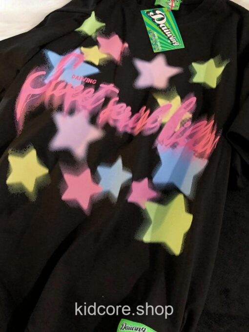 Stars Colorful Print Kidcore T-Shirt 4