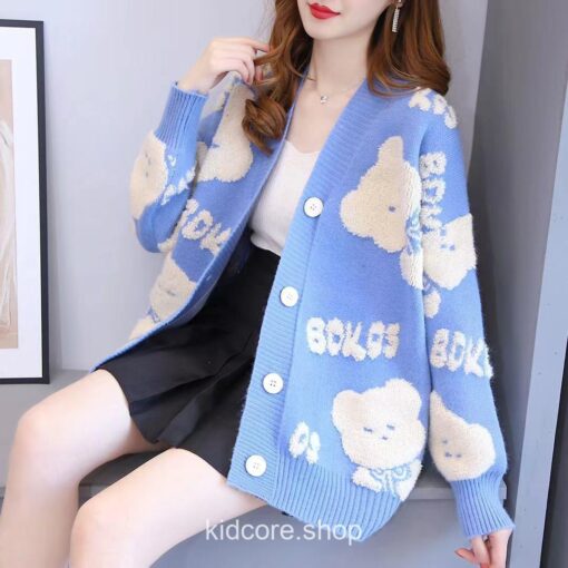 Chic Harajuku Knitted Bear Cardigan Sweater 13