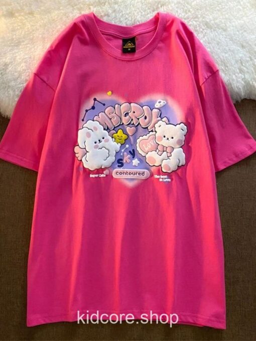 Harajuku Cartoon Bear Print Kidcore T-Shirt 6